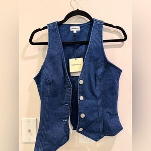 Superdown Dark Blue Denim Vest and Skirt Set